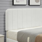 Queen size White Upholstered Platform Bed Frame with Headboard