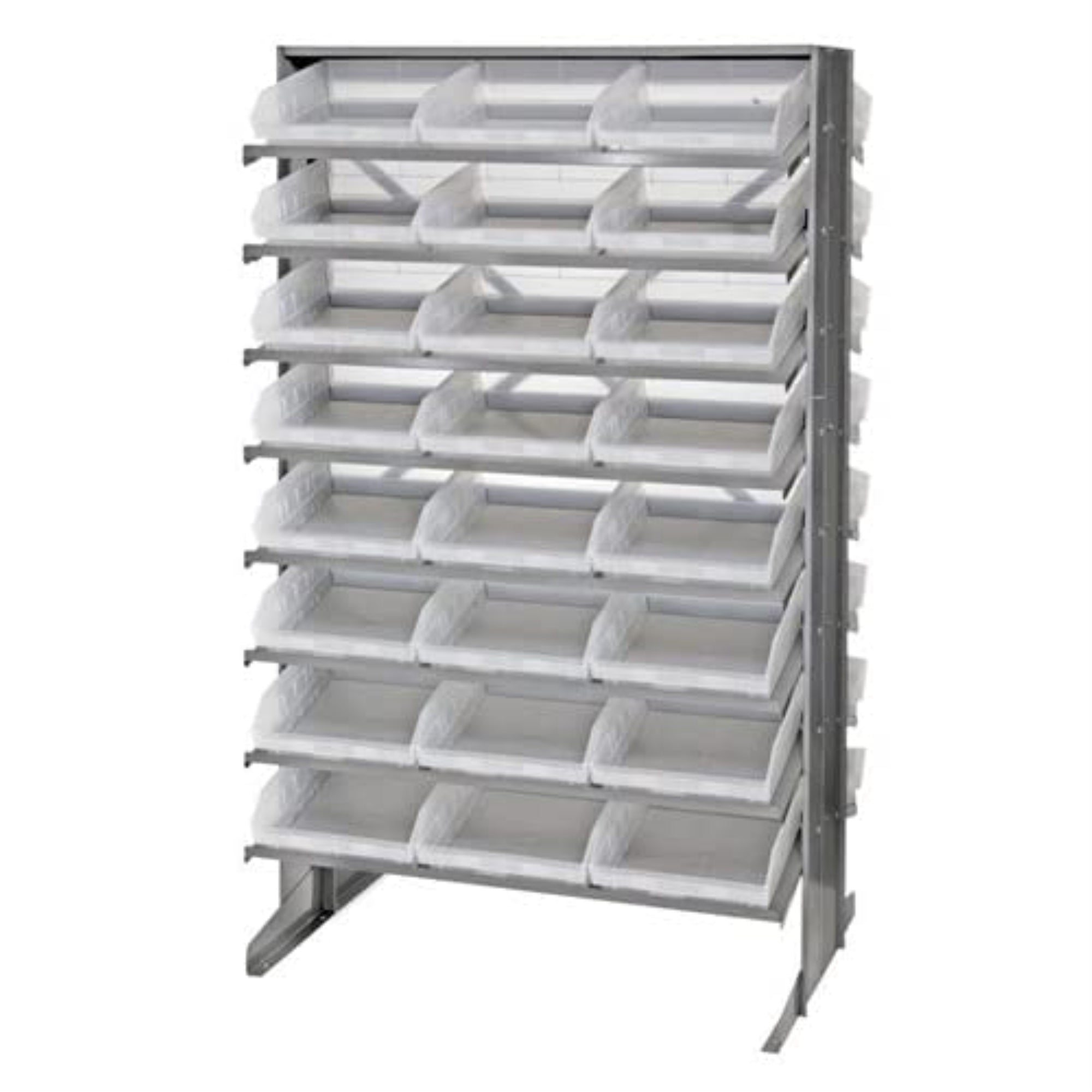Pick Rack, slopped, double sided, 24L x 36W x 60H, 800 lbs. capacity, (16) shelves configuration, includes: (48) QSB109 clear bi