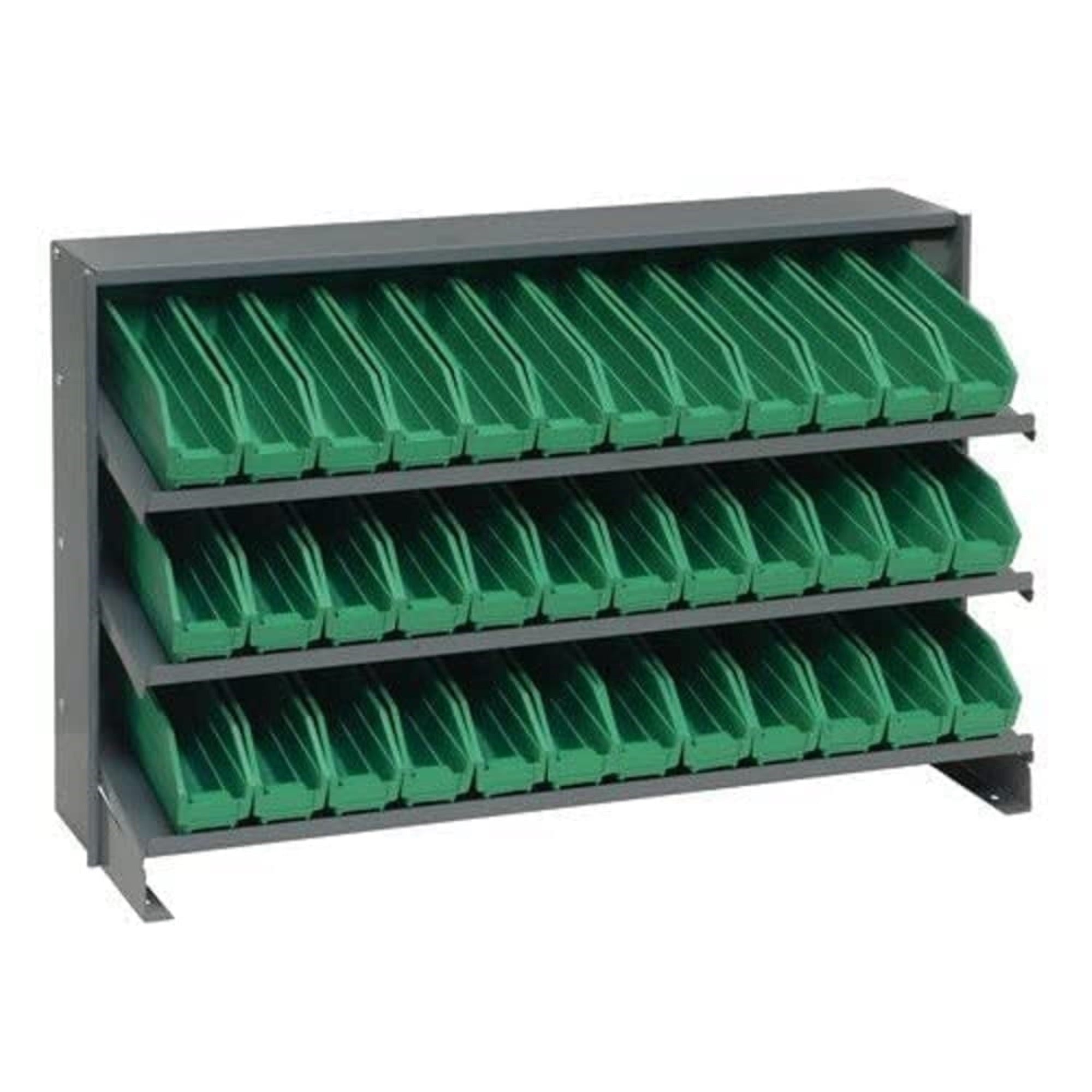 Pick Rack, slopped, bench style, 12-1/2L x 36W x 23H, 250 lbs. capacity, (3) shelves configuration, includes: (36) QSB100 green 