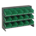 Pick Rack, slopped, bench style, 12-1/2L x 36W x 23H, 250 lbs. capacity, (3) shelves configuration, includes: (15) QSB102 green 