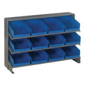 Pick Rack, slopped, bench style, 12-1/2L x 36W x 23H, 250 lbs. capacity, (3) shelves configuration, includes: (12) QSB107 blue b
