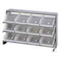 Pick Rack, slopped, bench style, 12-1/2L x 36W x 23H, 250 lbs. capacity, (3) shelves configuration, includes: (12) QSB107 clear 
