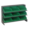 Pick Rack, slopped, bench style, 12-1/2L x 36W x 23H, 250 lbs. capacity, (3) shelves configuration, includes: (9) QSB109 green b