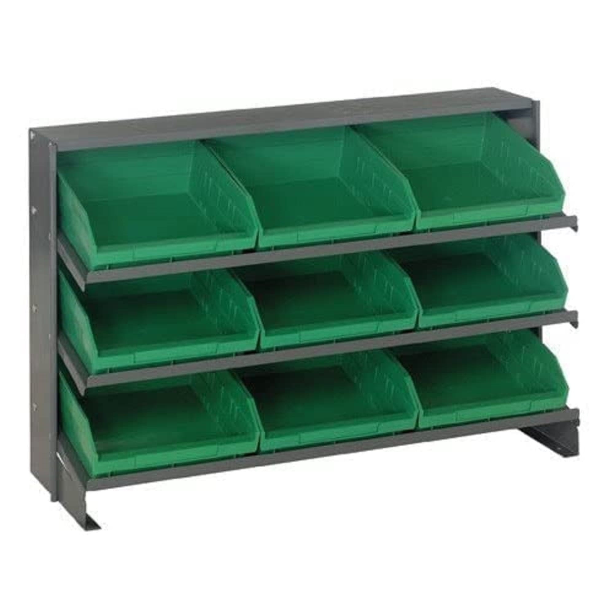Pick Rack, slopped, bench style, 12-1/2L x 36W x 23H, 250 lbs. capacity, (3) shelves configuration, includes: (9) QSB109 green b