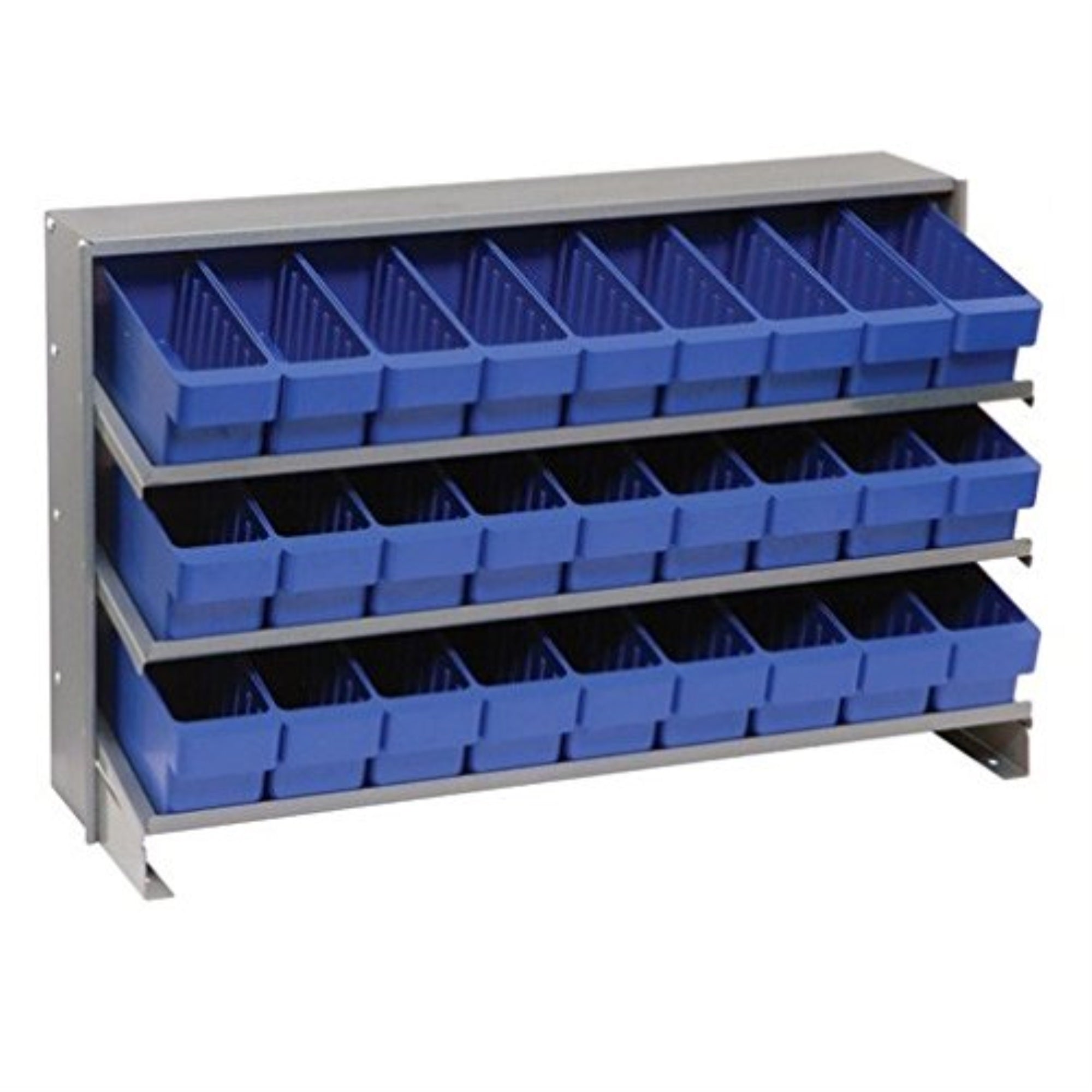 Pick Rack, slopped, bench style, 12-1/2L x 36W x 23H, 250 lbs. capacity, (3) shelves configuration, includes: (27) QED501 blue b