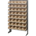 Pick Rack, slopped, single sided, 12D x 36W x 60H, 400 lbs. capacity, includes: (8) shelves and (40) QSB102 blue bins, galvanize