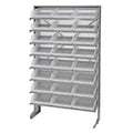 Pick Rack, slopped, single sided, 12D x 36W x 60H, 400 lbs. capacity, includes: (8) shelves and (24) QSB109 clear bins, galvaniz