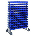 Rail Rack, double sided, 36L x 20W x 53H, 1500 lbs load capacity, includes: (12) rails and (192) QUS220 blue bins, galvanized st