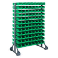 Rail Rack, double sided, 36L x 20W x 53H, 1500 lbs load capacity, includes: (12) rails and (192) QUS220 green bins, galvanized s