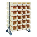 Rail Rack, double sided, 36L x 20W x 53H, 1500 lbs load capacity, includes: (12) rails and (48) QUS240 ivory bins, galvanized st