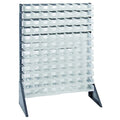 Rail Rack, single sided, 36L x 15W x 53H, 600 lbs load capacity, includes: (12) rails and (96) QUS220 clear bins, galvanized ste