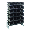 Rail Rack, single sided, 36L x 15W x 53H, 600 lbs load capacity, includes: (12) rails and (24) QUS240 black bins, galvanized ste