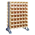 Rail Rack, double sided, 36L x 20W x 53H, 1500 lbs load capacity, includes: (16) rails and (96) QUS230 ivory bins, galvanized st