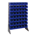Rail Rack, single sided, 36L x 15W x 53H, 600 lbs load capacity, includes: (16) rails and (48) QUS230 blue bins, galvanized stee