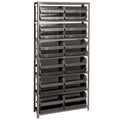 Shelving Unit, 12D x 36L x 75H, heavy duty, 400 lb. load capacity per shelf, includes: (7) shelves and (24) QUS245 black bins, u