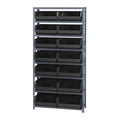 Shelving Unit, 12D x 36L x 75H, heavy duty, 400 lb. load capacity per shelf, includes: (8) shelves and (14) QUS250 green bins, u