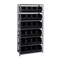 Shelving Unit, 18D x 36L x 75H, heavy duty, 400 lb. load capacity per shelf, includes: (7) shelves and (24) QUS265 blue bins, up