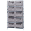 Shelving Unit, 18D x 42L x 75H, heavy duty, 400 lb. load capacity per shelf, includes: (6) shelves and (10) QGH700 black bins, u