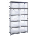 Shelving Unit, 18D x 42L x 75H, heavy duty, 400 lb. load capacity per shelf, includes: (6) shelves and (10) QGH700 clear bins, u