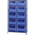 Shelving Unit, 18D x 42L x 75H, heavy duty, 400 lb. load capacity per shelf, includes: (6) shelves and (10) QGH700 ivory bins, u