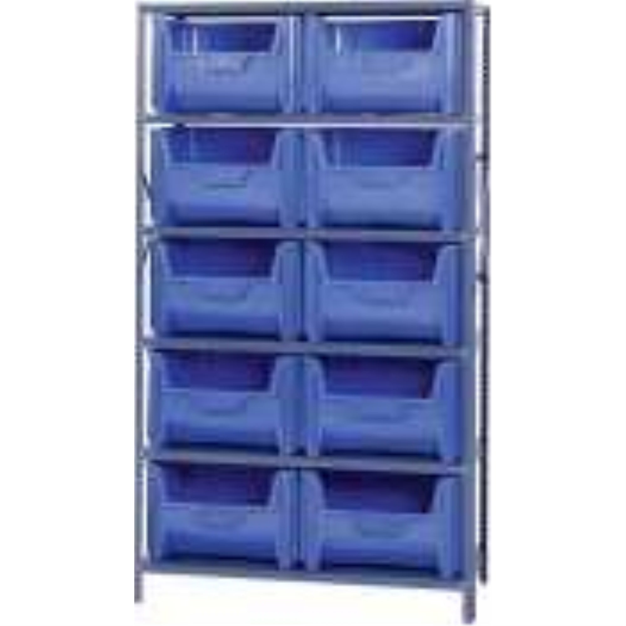Shelving Unit, 18D x 42L x 75H, heavy duty, 400 lb. load capacity per shelf, includes: (6) shelves and (10) QGH700 ivory bins, u