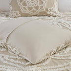 Queen 100-Percent Cotton Chenille Bedspread with Fringe Hem in Khaki Taupe Beige