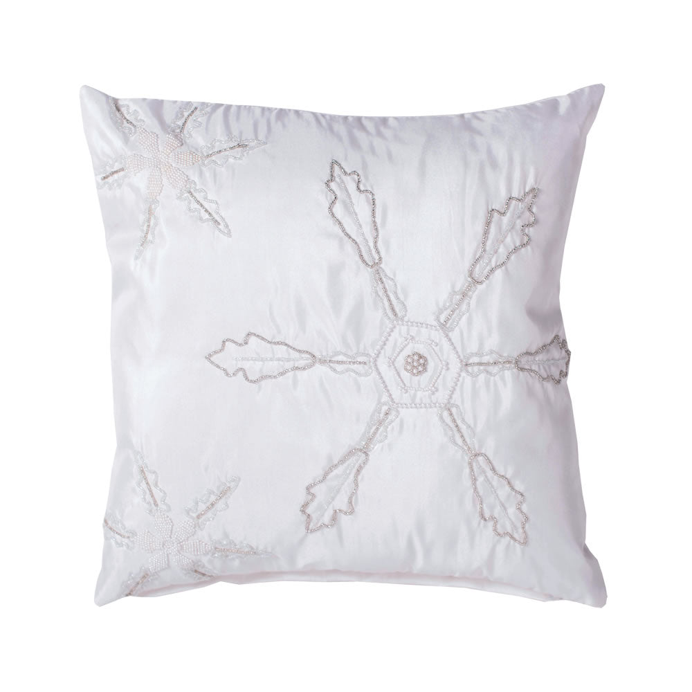 Vickerman 18 x 18 Beaded Snowflakes Pillow  QTX17054