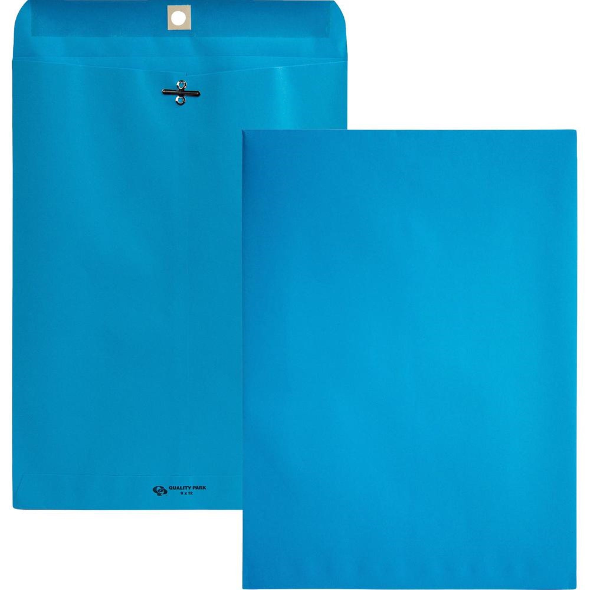 Quality Park Brightly Colored 9X12 Clasp Envelopes - Clasp - #90 - 9 Width X 12 Length - 28 Lb - Clasp - Wove - 10 / Pack - Blue