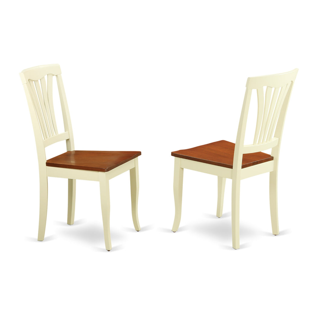 East West Furniture QUAV7-WHI-W 7 Piece Dining Table Set Consist of a Rectangle Dining Room Table with Butterfly Leaf and 6 Wooden Seat Chairs, 40x78 Inch, Buttermilk & Cherry