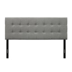 Queen Modern Classic Style Button-Tufted Headboard in Grey Upholstered Fabric