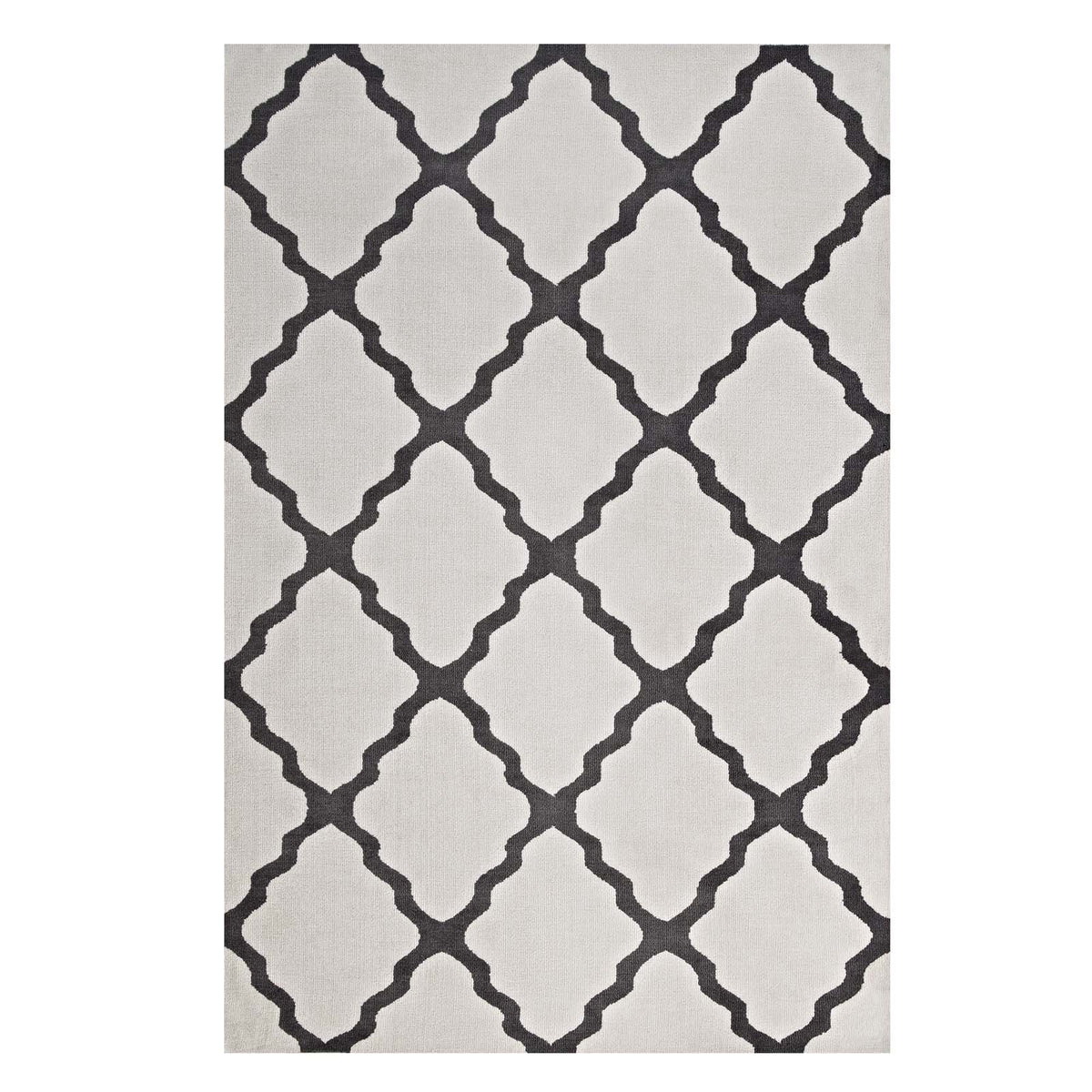 Marja Moroccan Trellis 5X8 Area Rug  Ivory And Charcoal