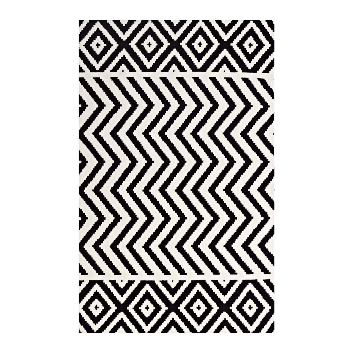 Ailani Geometric Chevron And Diamond Area Rug  Modern Design, Soft Polyester Microfiber, Jute Fabric Bottom  Stainresistant,
