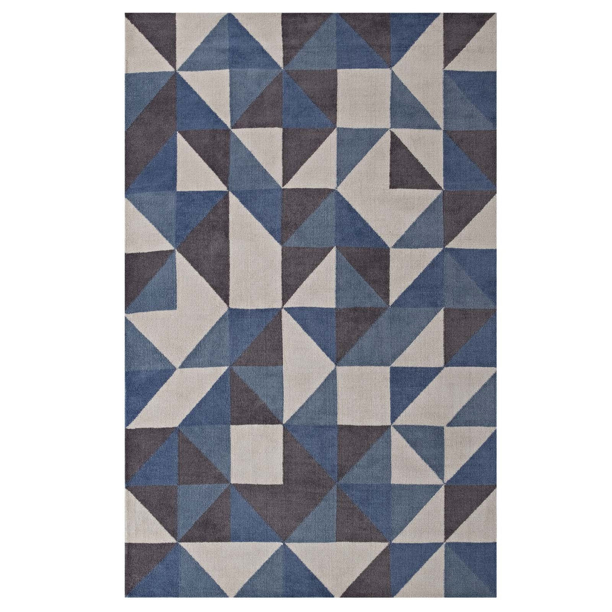 Kahula Geometric Triangle Mosaic Area Rug  Modern Design, Soft Polyester Microfiber, Nonshedding, Stainresistant, 5X8 Size