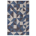 Kahula Geometric Triangle Mosaic 8X10 Area Rug  Blue, White And Gray