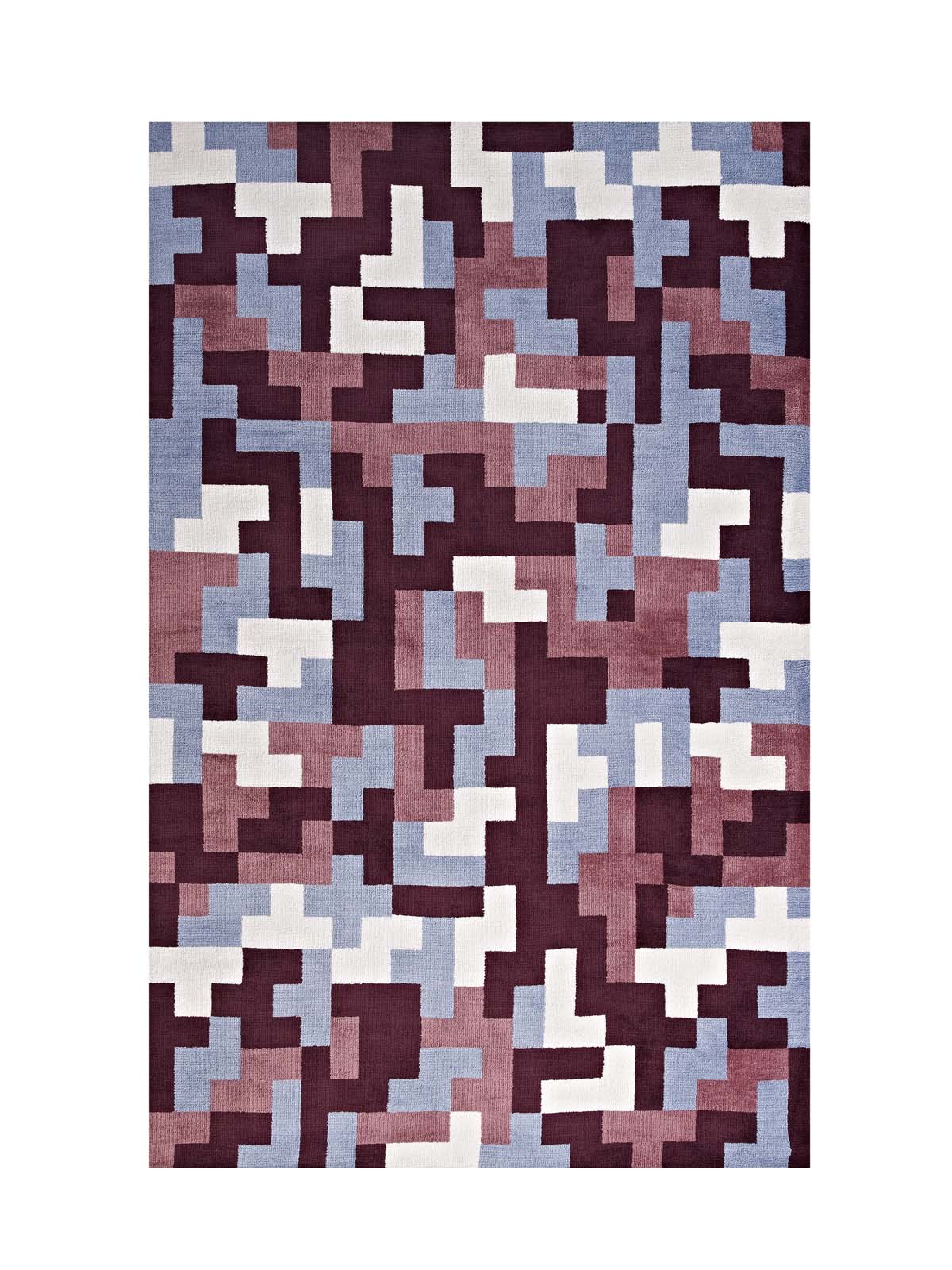 Andela Interlocking Block Mosaic 5X8 Area Rug  Multicolored Red And Light Blue