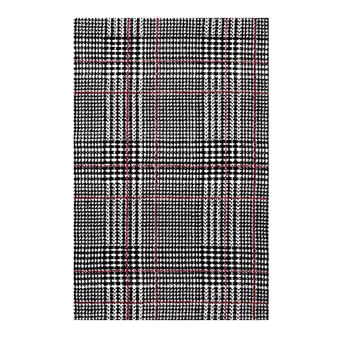 Kaja Abstract Plaid 5X8 Area Rug  Ivory, Black And Red
