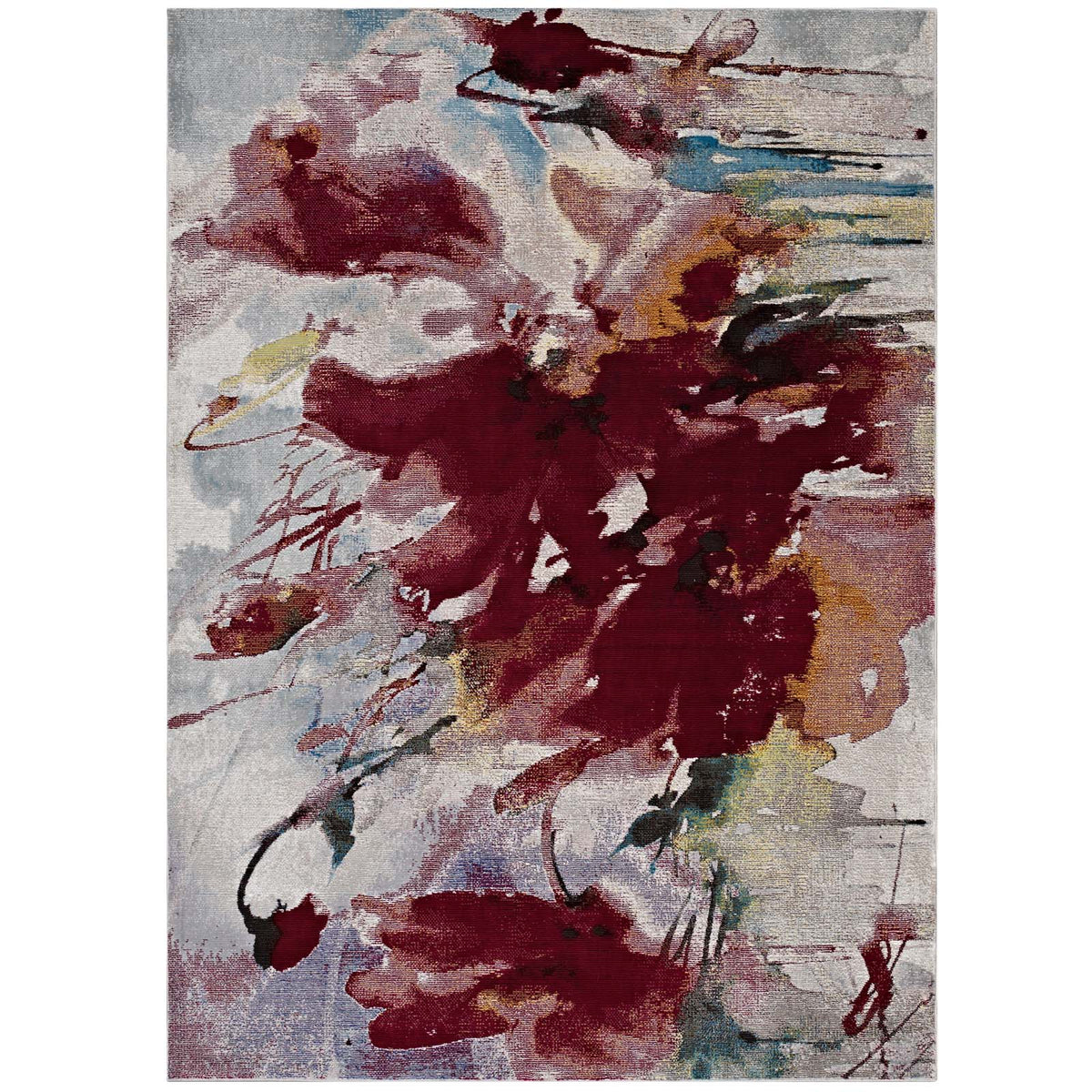 Blume Abstract Floral 4X6 Area Rug  Multicolored