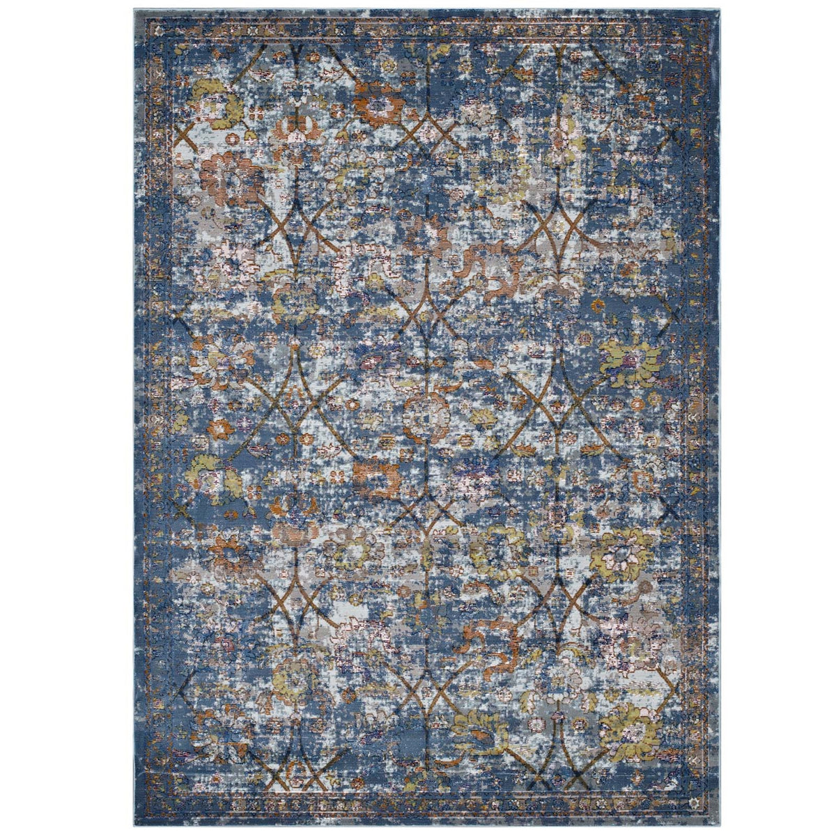Minu Distressed Floral Lattice Area Rug  Elegant Design, Durable Polypropylene, Nonshedding & Stainresistant  Perfect For Tr