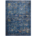Minu Distressed Floral Lattice Area Rug  Durable, Elegant Design  Rubber Bottom, Stain Resistant  5X8 Dark Blue, Yellow, Oran