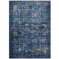 Minu Distressed Floral Lattice 5X8 Area Rug  Dark Blue, Yellow And Orange
