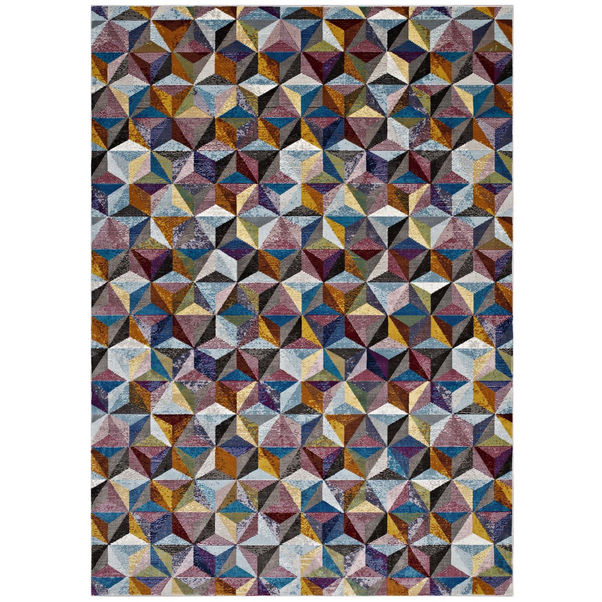 Stylish Arisa Geometric Hexagon Mosaic Area Rug  Durable, Modern Design  Suitable For Traditional And Contemporary Decors  Vi