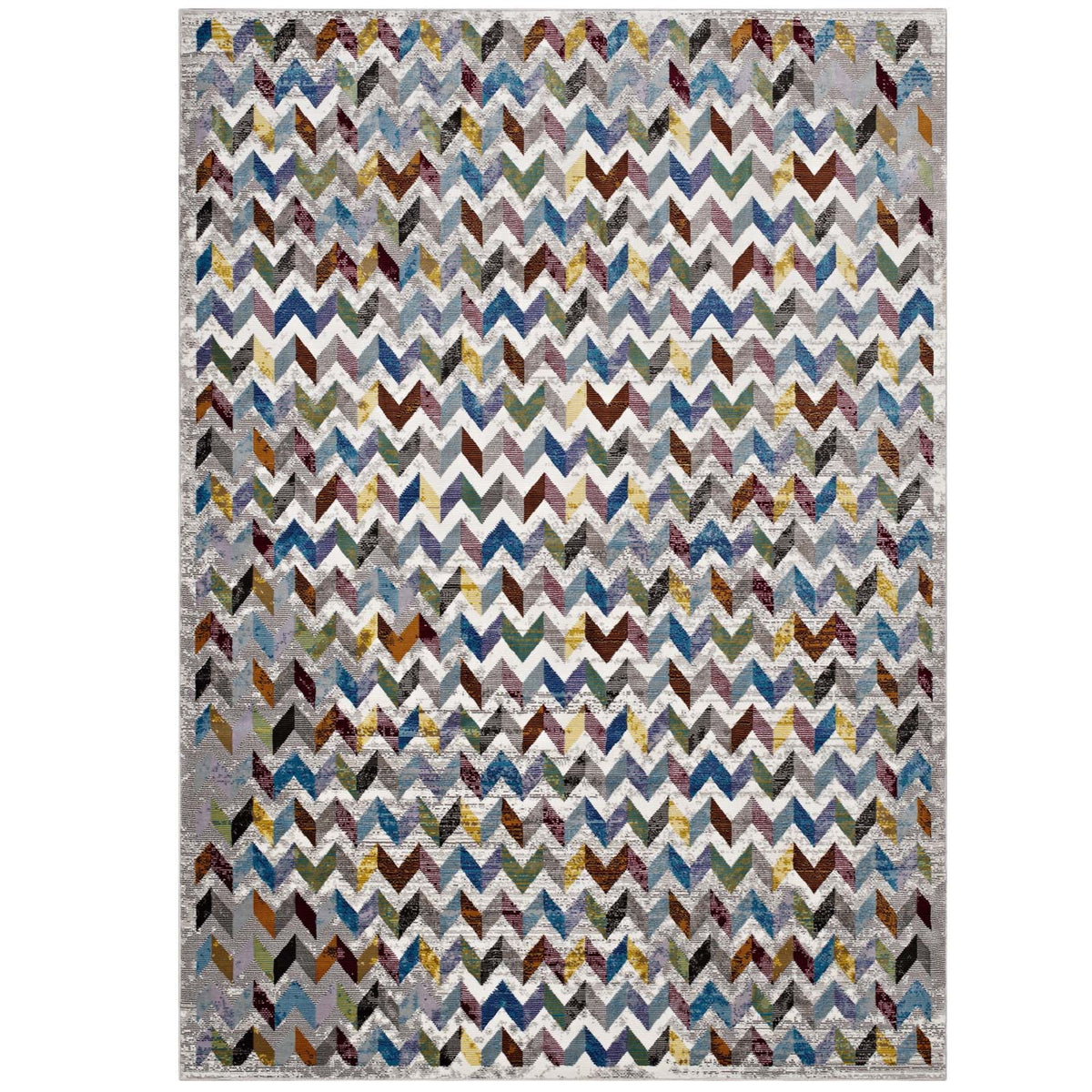 Stylish Gemma Chevron Mosaic Area Rug  Vibrant Modern Design  Durable Polypropylene  Rubber Bottom  Colorful Geometric Patte