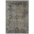 Enye Distressed Vintage Floral Lattice 5X8 Area Rug  Brown And Silver Blue