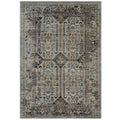 Enye Distressed Vintage Floral Lattice Area Rug  Durable, Stainresistant, 8X10, Brown/Silver Blue