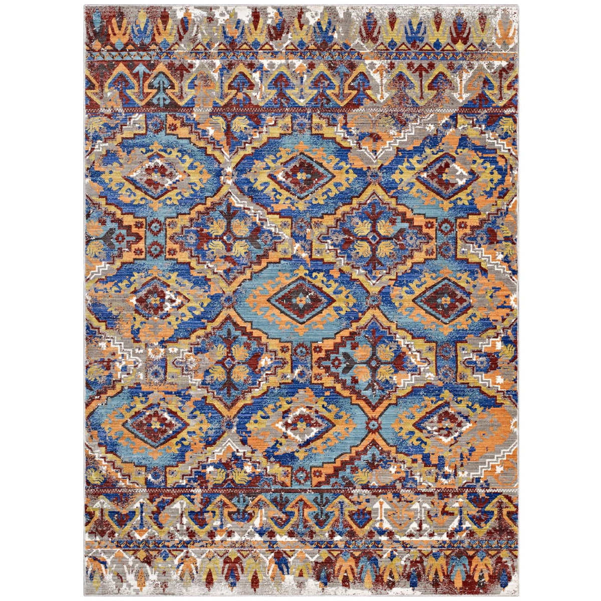 Centehua Distressed Southwestern Aztec Area Rug  Vibrant Design, Stain Resistant, 8X10 Size, Ideal For Home Decor, Multiple Are