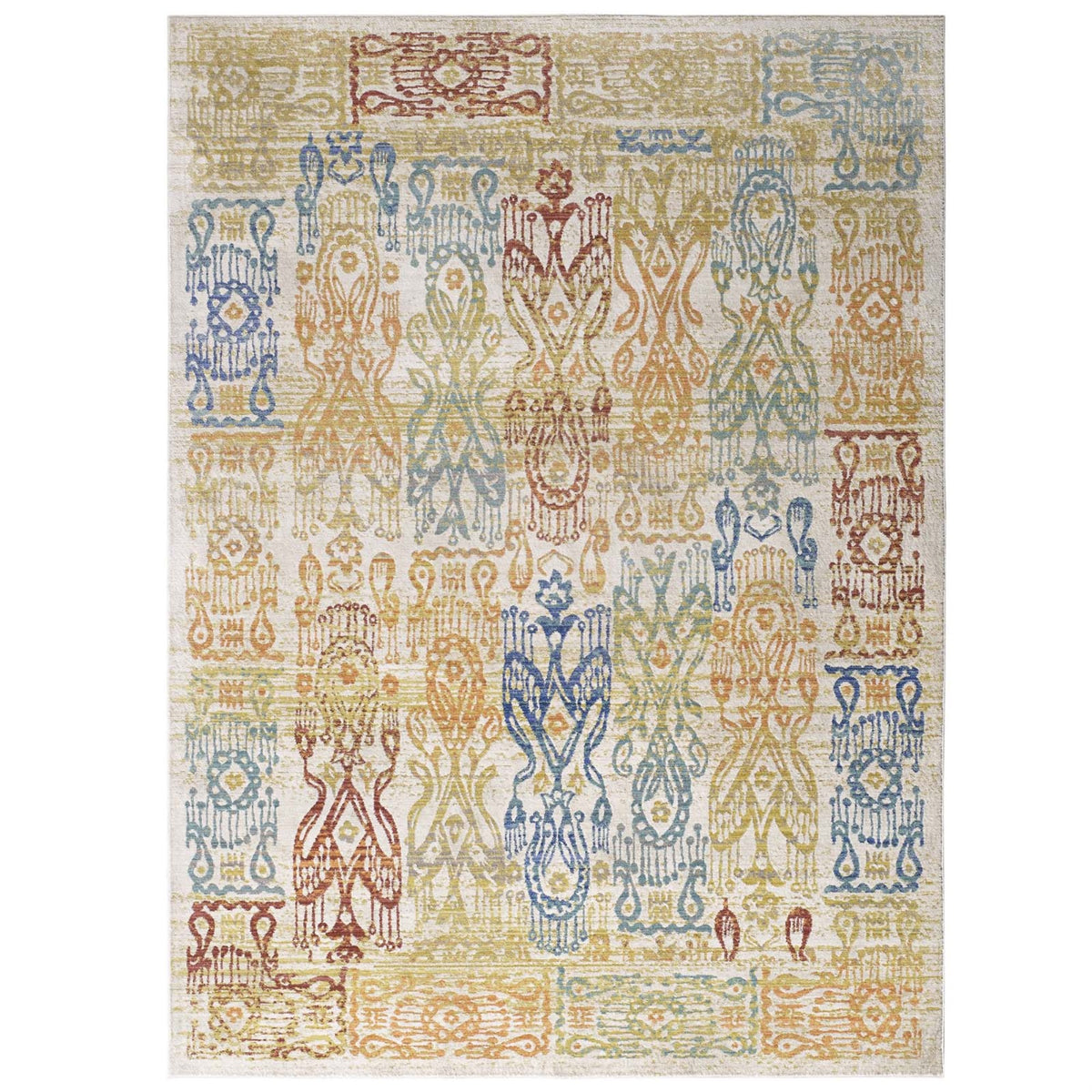 Solimar Distressed Southwestern Aztec Area Rug  Vibrant Design, Stain Resistant, Easy To Clean  8X10 Size, Perfect For High Tr