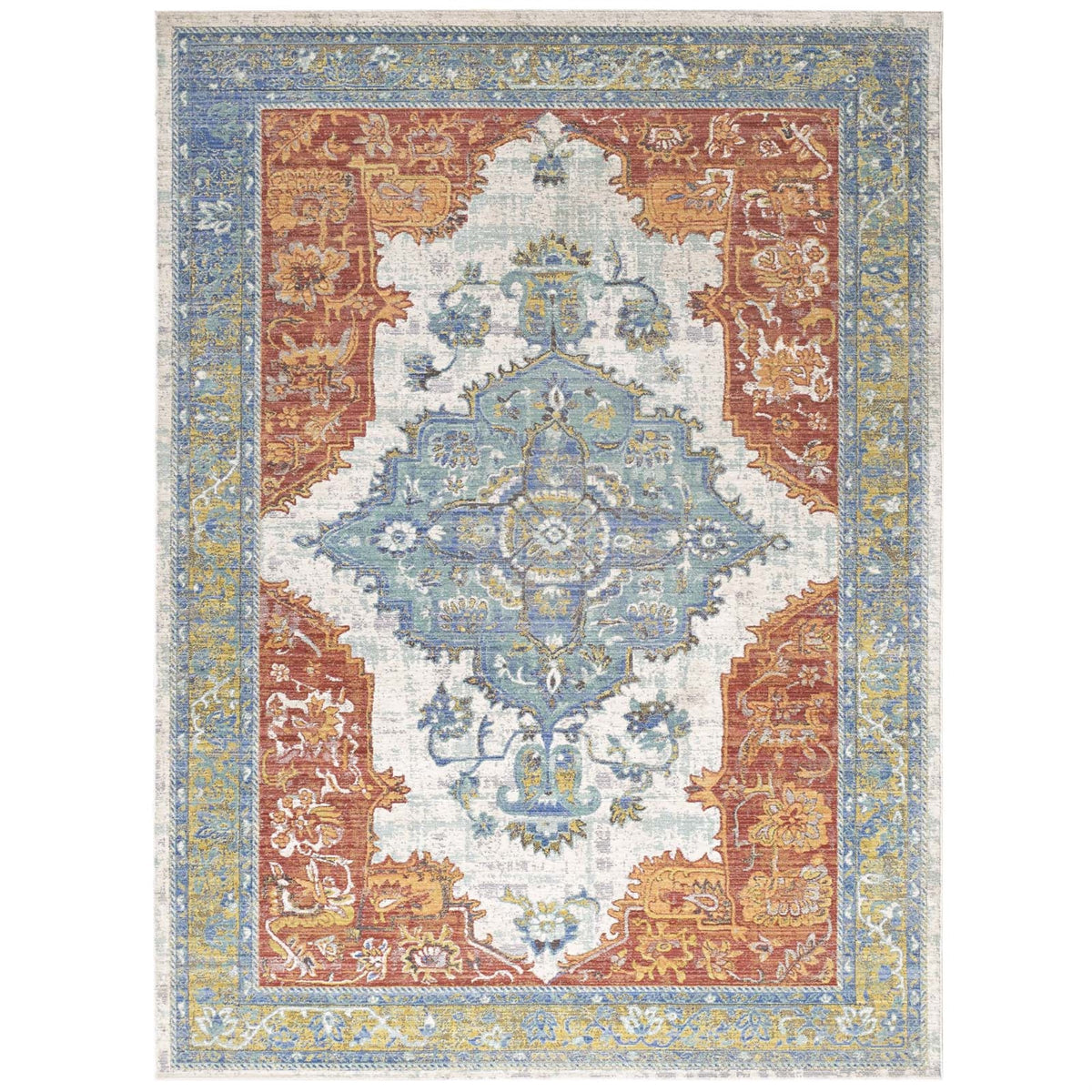 Citlali Distressed Southwestern Aztec Area Rug  Vibrant Design, Stain Resistant, Easy To Maintain, Durable & Longlasting, 4X6