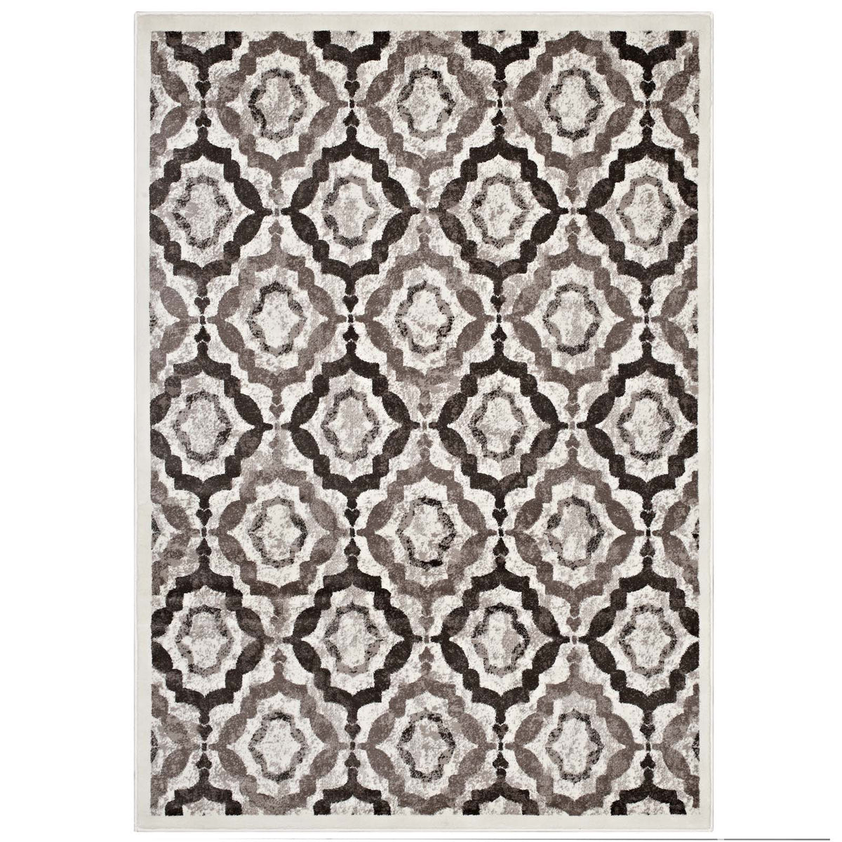 Kalinda Rustic Vintage Moroccan Trellis 5X8 Area Rug  Brown, Beige And Ivory