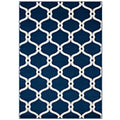 Beltara Chain Link Transitional Trellis Area Rug  Durable, Stain Resistant, 5X8 Size, Moroccan Blue And Ivory