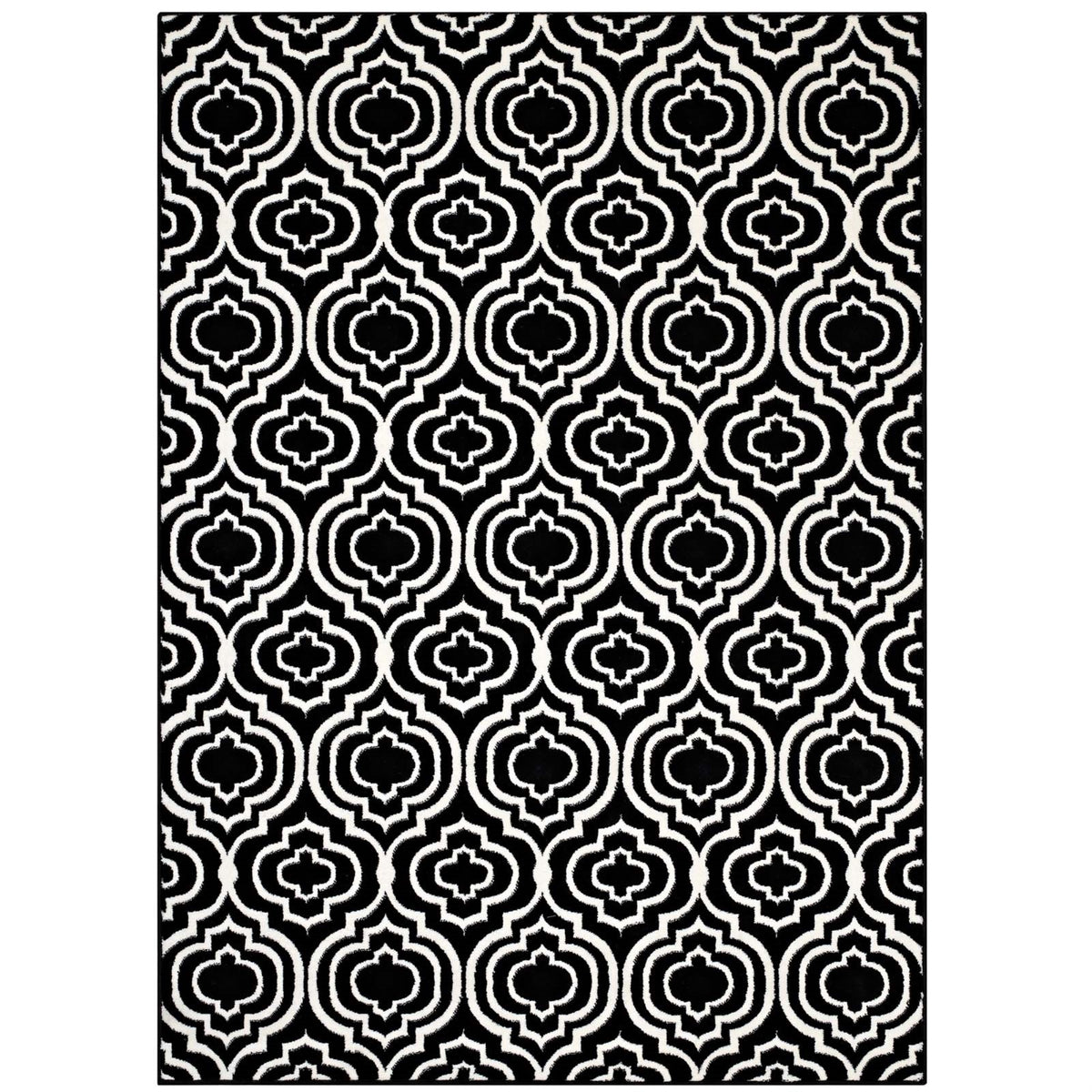 Sophisticated Frame Transitional Moroccan Trellis Area Rug  Durable, Stain Resistant, Easy To Clean  Gripping Rubber Bottom